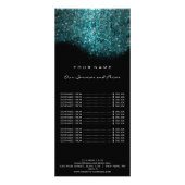Brandstofprijslijst Turquoise Blue Black Glitter Reclamekaart (Voorkant)