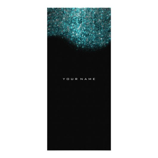 Brandstofprijslijst Turquoise Blue Black Glitter Reclamekaart (Achterkant)