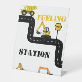 Brandstofstation Bouw Dump Truck Party Reclamebord Met Voetstuk (Voorkant)