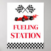 Brandstofstation Race Auto Verjaardagsfeestbord Poster (Voorkant)