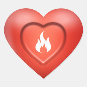 Brandteken rood hart sticker