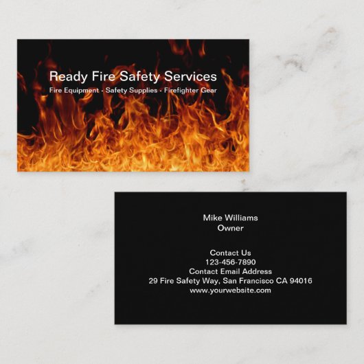 Brandveiligheidsuitrusting en brandweerthema visitekaartje (Voorkant / Achterkant)