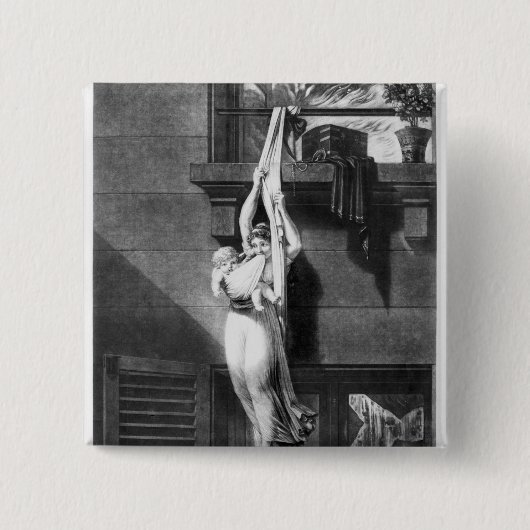 Brandvuur Vierkante Button 5,1 Cm (Voorkant)