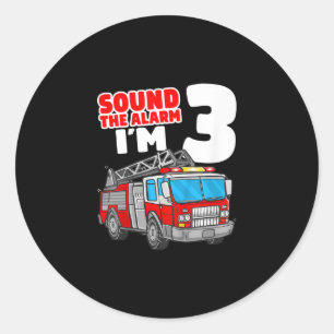 Brandweer 3 jaar oude brandweerman 3e verjaardag ronde sticker