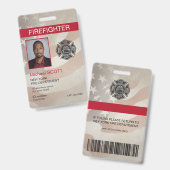Brandweer Aangepaste Personeelsfoto Barcode ID Badge (Voor- en achterkant)