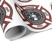 Brandweer ADD NAAM Brandweerman Badge Redding Cadeaupapier (Rol Hoek)