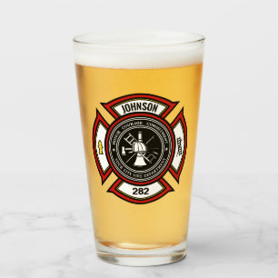 Brandweer ADD NAAM Brandweerman Badge Redding Glas