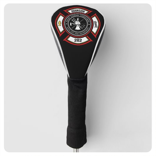 Brandweer ADD NAAM Brandweerman Badge Redding Golfheadcover