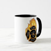 Brandweer Badge Flaming Gold Mok (Voorkant rechts)