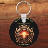 Brandweer Badge of Honor Zwart En Rood Sleutelhanger (Voorkant)