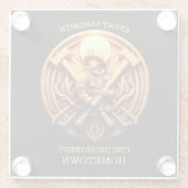 Brandweer Badge symboliseert moed Glazen Onderzetter (Achterkant)