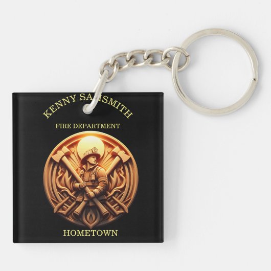 Brandweer Badge symboliseert moed Sleutelhanger (Achterkant)
