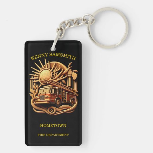 Brandweer Badge van het beschermen van de gemeensc Sleutelhanger (achterkant)