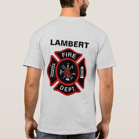 Brandweer Badge w / naam T-shirt (Achterkant)