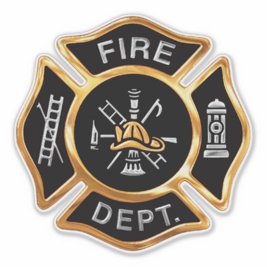 Brandweer Brandweer Badge Gold Sticker (Voorkant)