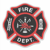 Brandweer brandweer badge rood sticker (Voorkant)