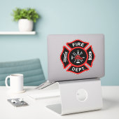 Brandweer brandweer badge rood sticker (Laptop op bureau)