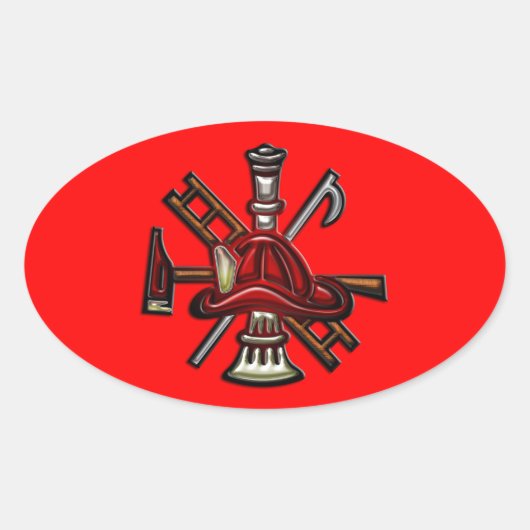 Brandweer Brandweer en Redding Afdeling Embleem Ovale Sticker (Voorkant)