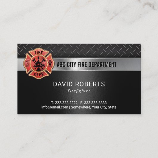 Brandweer Brandweer Modern Donker Metaal Visitekaartje (Voorkant)