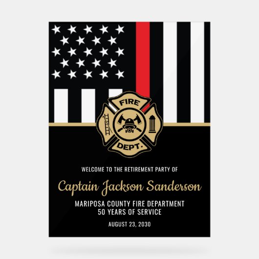 Brandweer Brandweer Pensioen Partij Acryl Bord (Voorkant)