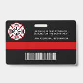 Brandweer Brandweerman ID Foto Brandweerman ID Badge (Achterkant)