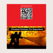 Brandweer Cleveland Vrijwilliger Opgevouwen Visitekaartje (Buitenkant ongevouwen)