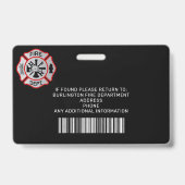 Brandweer Custom Foto Logo Brandweerman ID Badge (Achterkant)