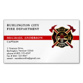 Brandweer Custom Logo Moderne Rode Brandweerman Magnetisch Visitekaartje (Voorkant)
