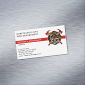 Brandweer Custom Logo Moderne Rode Brandweerman Magnetisch Visitekaartje (Voorbeeld)