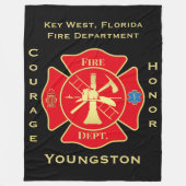 Brandweer embleem moed eer ontwerp fleece deken (Voorkant)