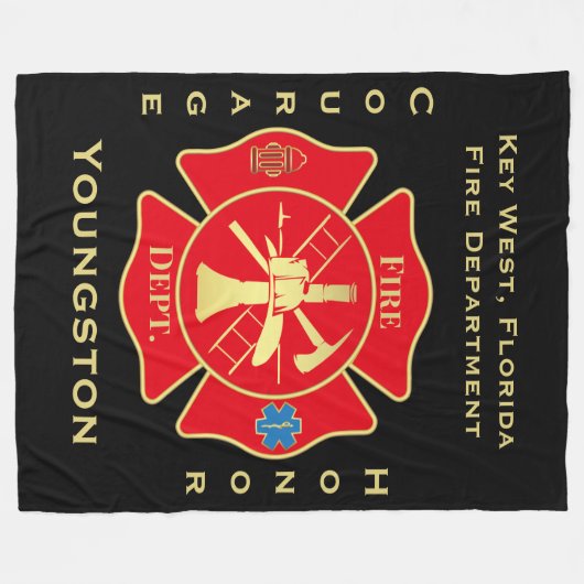Brandweer embleem moed eer ontwerp fleece deken (Voorkant (Horizontaal))