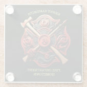 Brandweer Embleem van moed en toewijding Glazen Onderzetter (Achterkant)