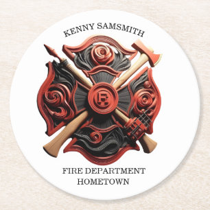 Brandweer Embleem van moed en toewijding Ronde Kartonnen Onderzetter