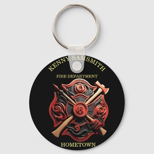 Brandweer Embleem van moed en toewijding Sleutelhanger (Voorkant)