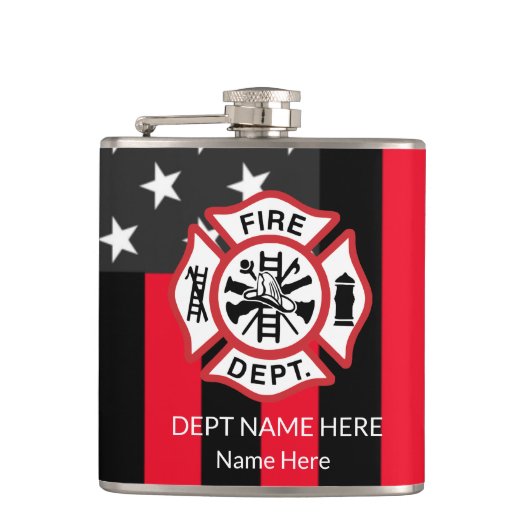 Brandweer Embleem, vuurrechtschotel Heupfles (Voorkant)