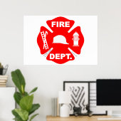 Brandweer Emblem - Poster (Thuiskantoor)