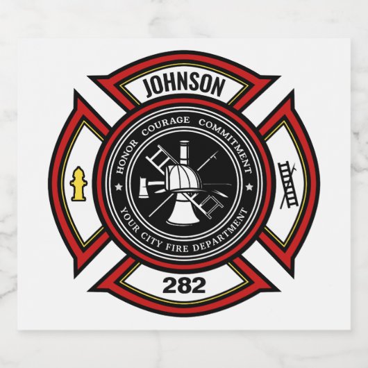 Brandweer en brandweer en brandweer bier etiket (Enkel label)