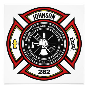 Brandweer en brandweer en brandweer foto afdruk