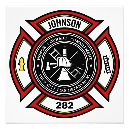 Brandweer en brandweer en brandweer foto afdruk (Voorkant)