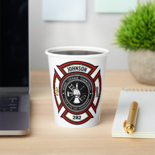 Brandweer en brandweer en brandweer papieren bekers