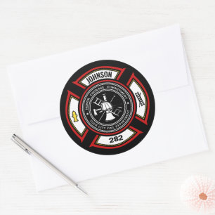 Brandweer en brandweer en brandweer ronde sticker