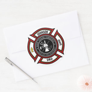 Brandweer en brandweer en brandweer ronde sticker