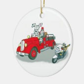 Brandweer en politiehonden keramisch ornament (Links)