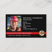 Brandweer Gepersonaliseerd Logo Brandweerman Foto Visitekaartje (Voorkant)