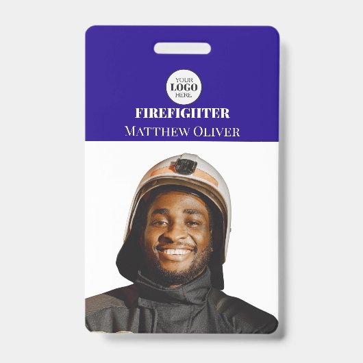 Brandweer ID-foto Eenvoudig blauw logo badge (Voorzijde)