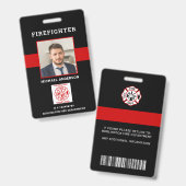 Brandweer ID Gepersonaliseerde Foto Brandweerman I Badge (Voor- en achterkant)