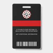Brandweer ID Gepersonaliseerde Foto Brandweerman I Badge (Achterkant)
