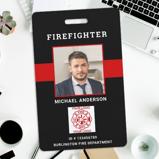 Brandweer ID Gepersonaliseerde Foto Brandweerman I Badge