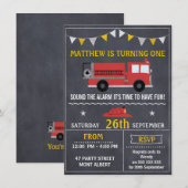 Brandweer Kladbord Verjaardagsfeest Uitnodiging (Voorkant / Achterkant)