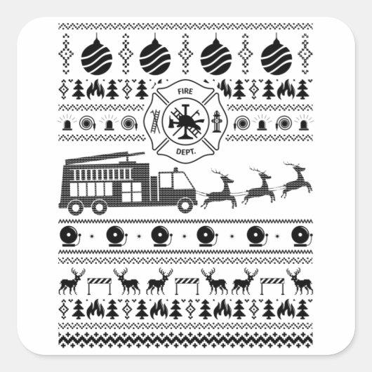 Brandweer Lelijke Kerst | Brandweergeschenken Vierkante Sticker (Voorkant)